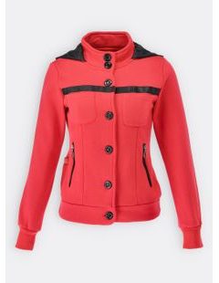 Dámska krátka mikina s kapucňou červená