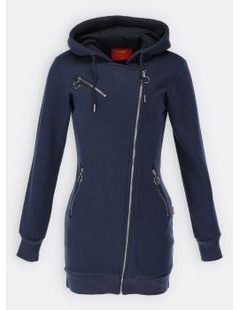 Dlhá mikina so šikmým zipsom tmavomodrá