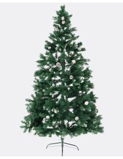 Umělý vánoční stromek Smrk Rysy - zasněžený s borovicovými šiškami