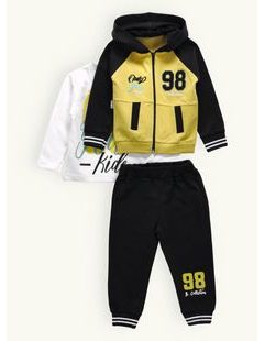 Detská športová tepláková súprava žlto-čierna