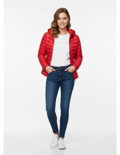 Dámska lesklá prešívaná bunda červená
