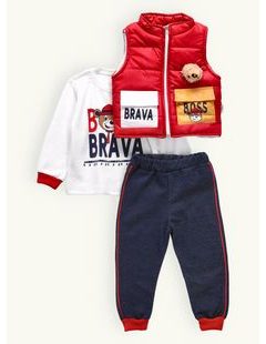 Dětská sada s blikajícím medvídkem červená