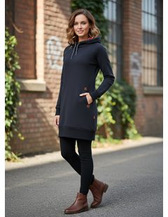 Dámska predĺžená mikina s kapucňou čierna