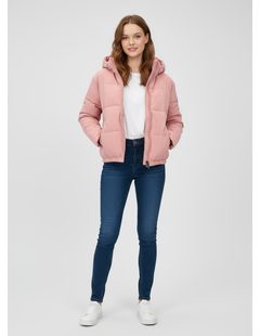 Dámská krátká zimní bunda pudrová