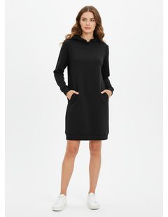 Dámska dlhá mikina s kapucňou čierna