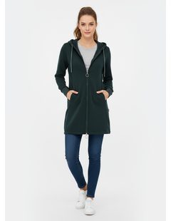 Predĺžená mikina s kapucňou tmavozelená