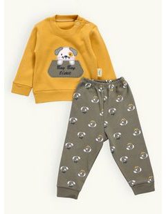 Detská tepláková súprava PSÍK žlto-olivová