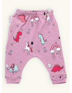 Dětské tepláky s pohádkovým potiskem světle fialové