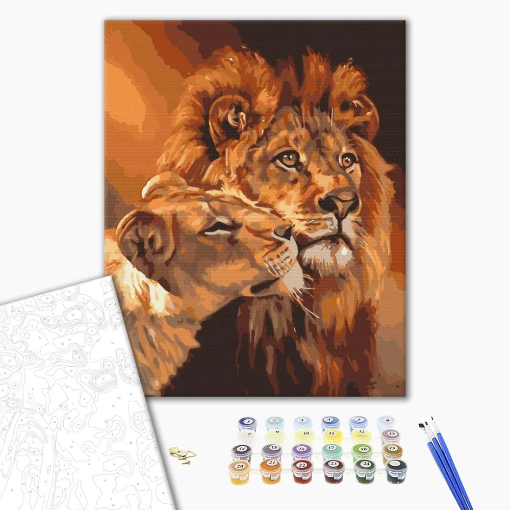 Maľovanie podľa čísiel zamilované levy