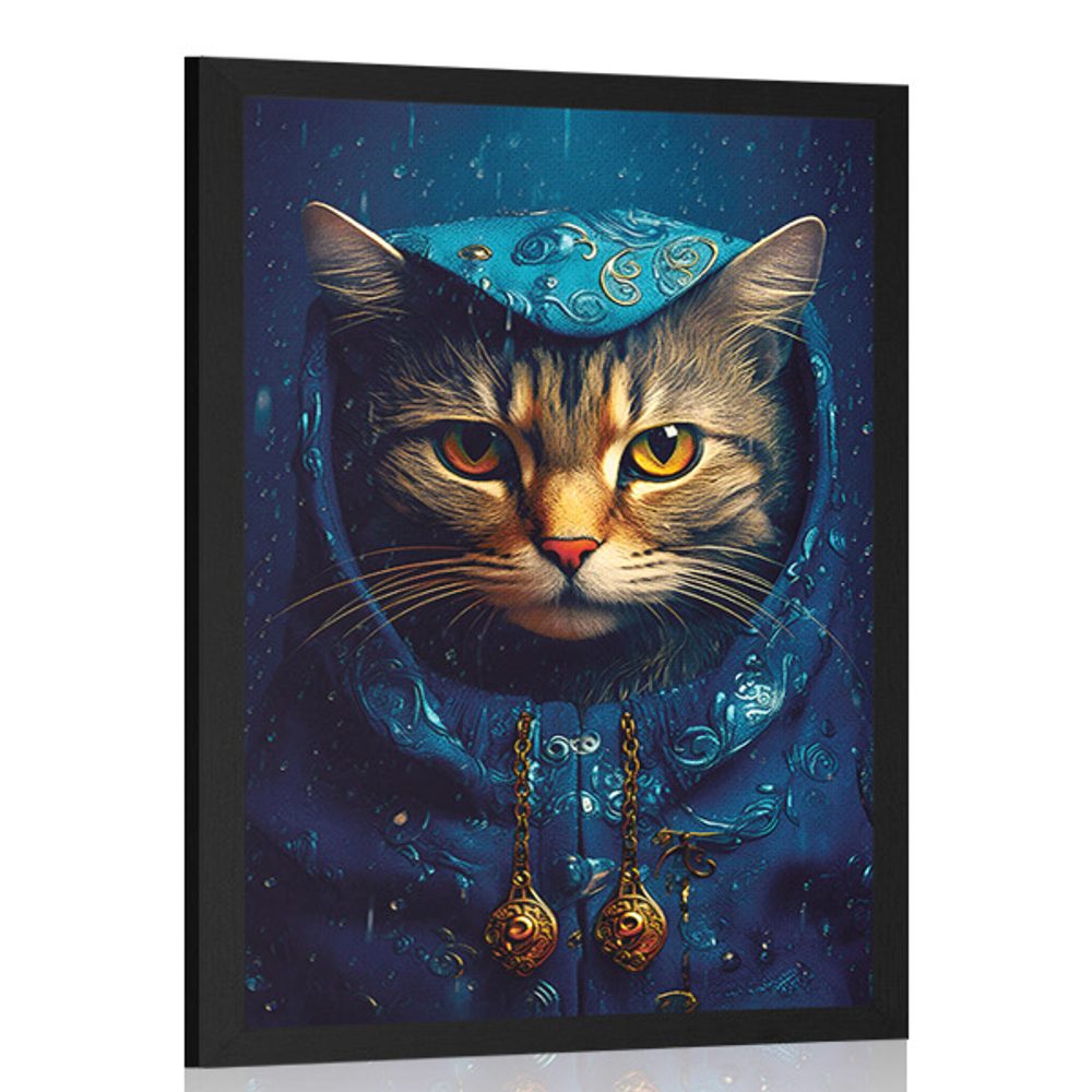 Plakát modro-zlatá kočka