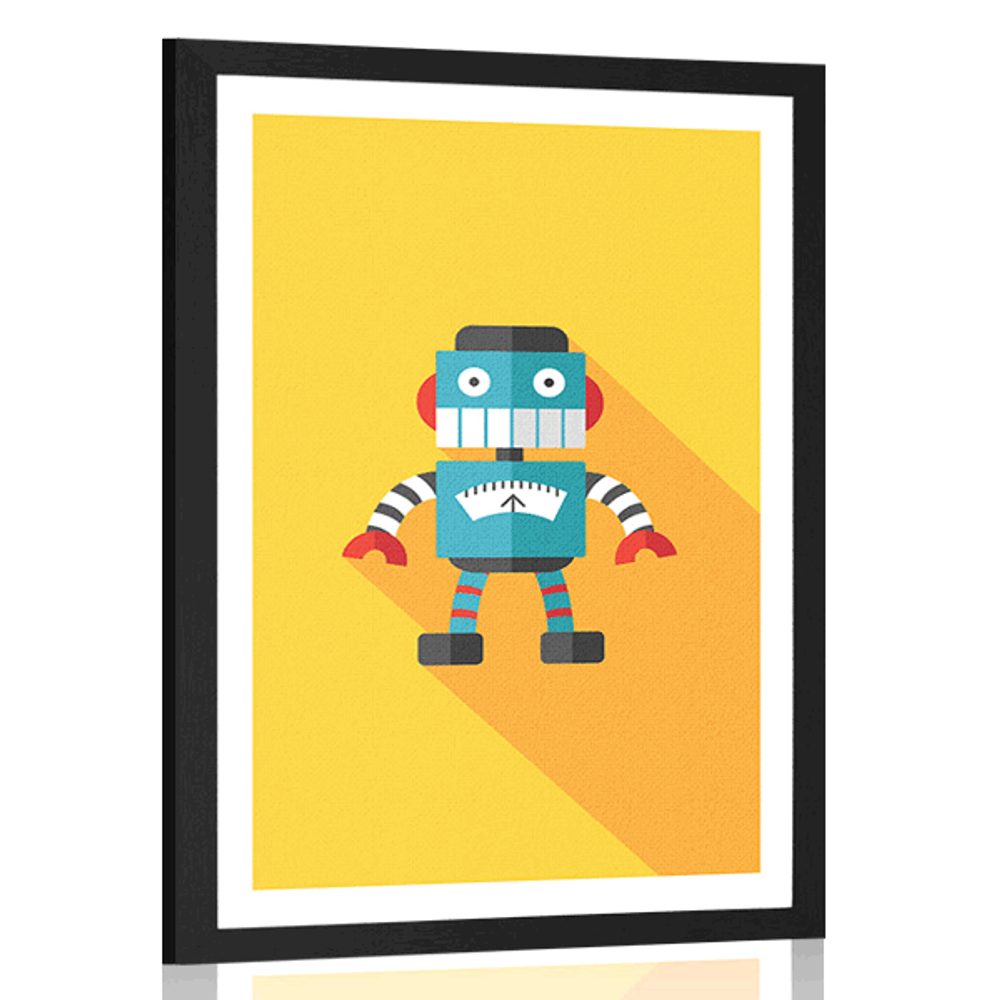 Plagát s paspartou veselý robot