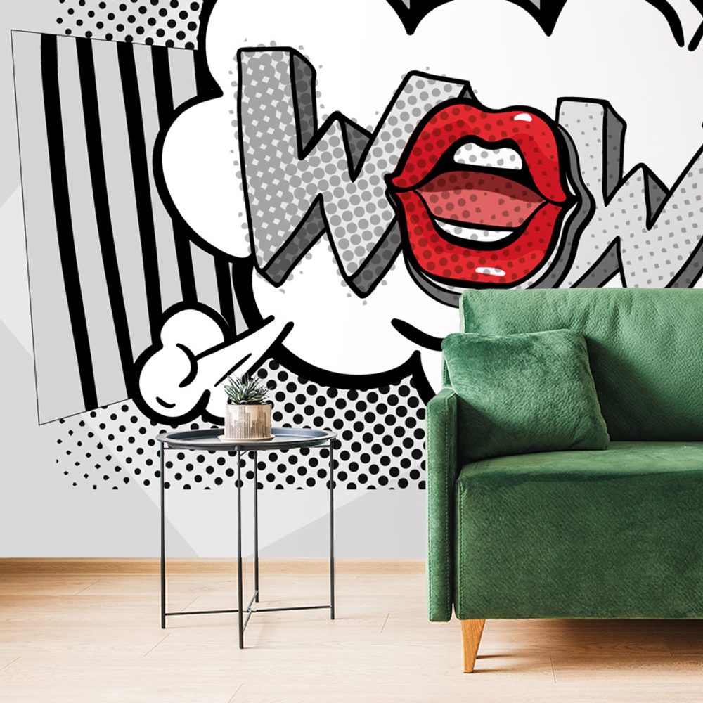 Tapeta stylový šedý pop art - WOW!