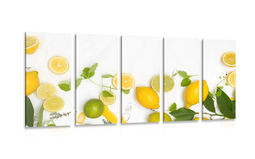 5-dílný obraz směs citrusových plodů