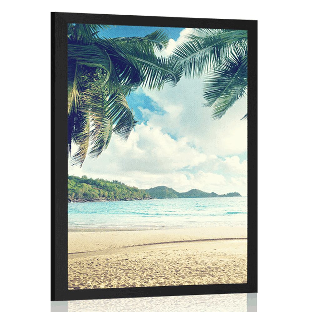 Plakát západ slunce na ostrově Seychely