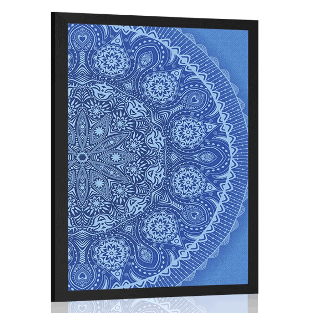 Plakát okrasná Mandala s krajkou v modré barvě