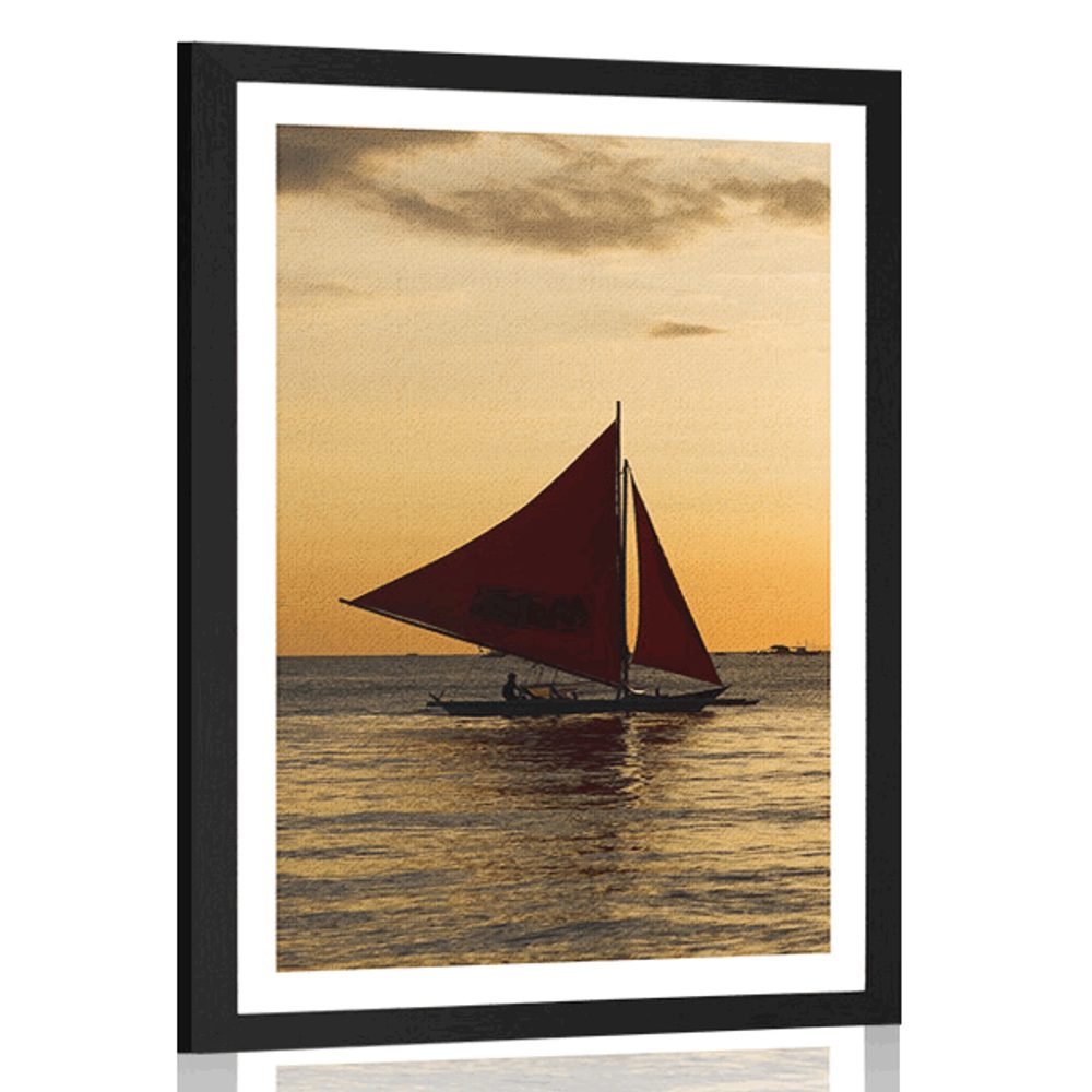 Plakát s paspartou nádherný západ slunce na moři
