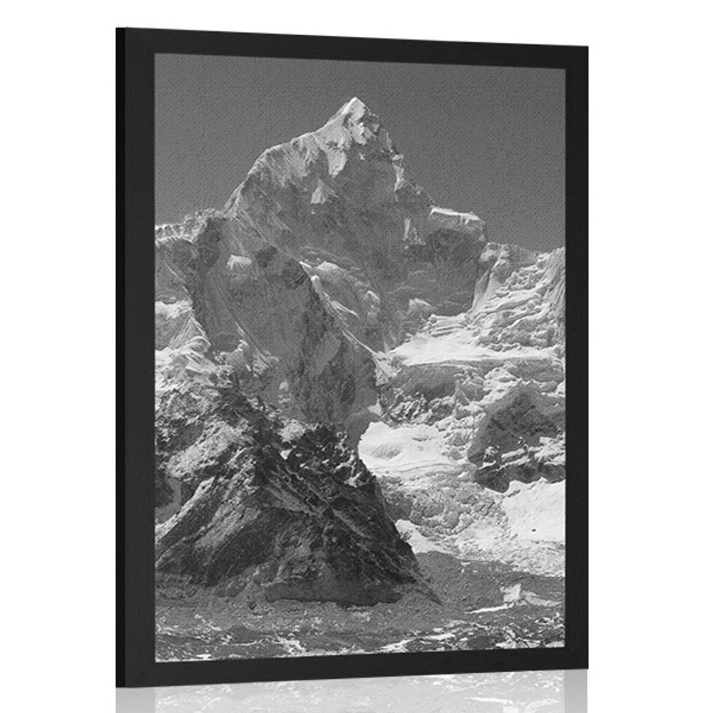 Plakát nádherný vrchol hory v černobílém provedení