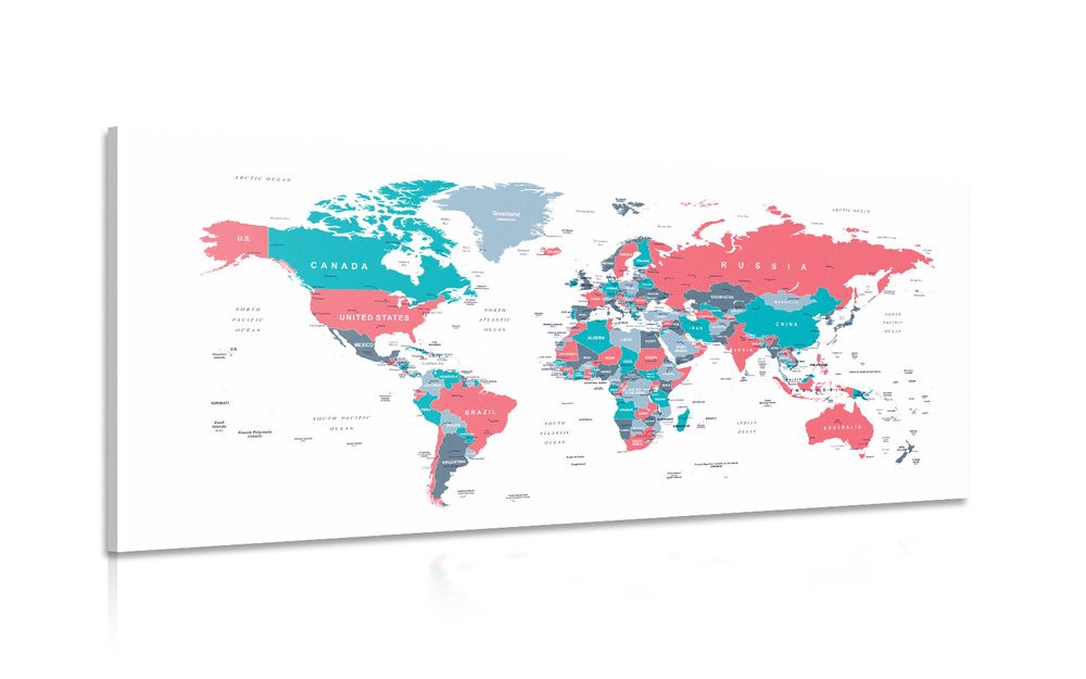 Obraz mapa světa s pastelovým nádechem