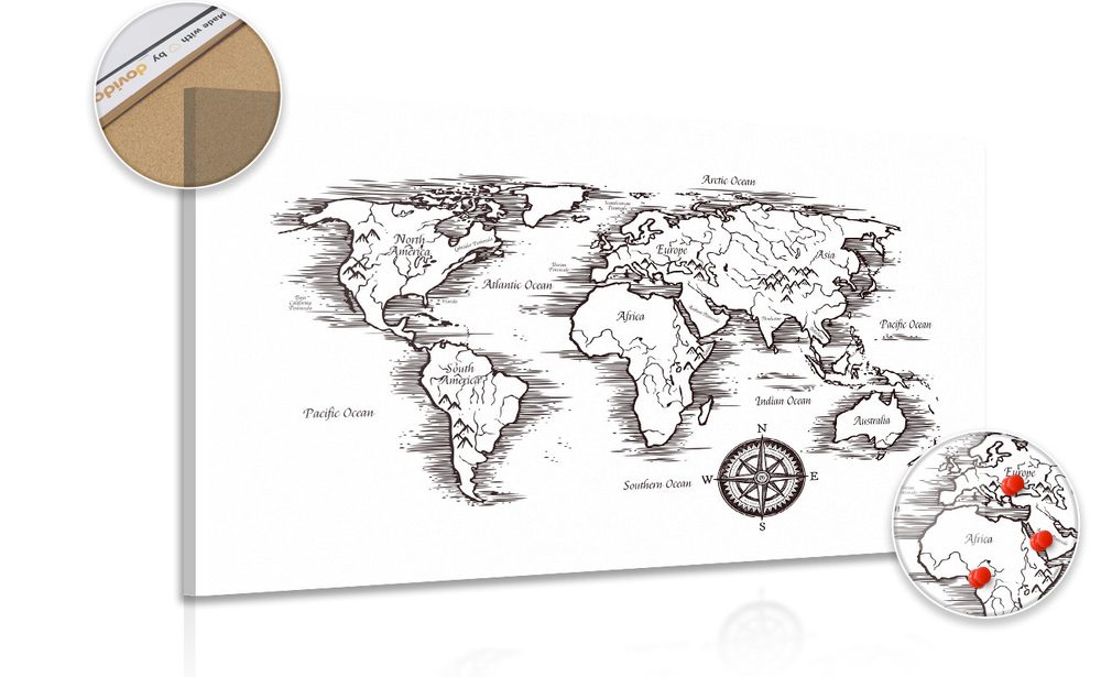 Obraz na korku  mapa sveta v nádhernom prevedení