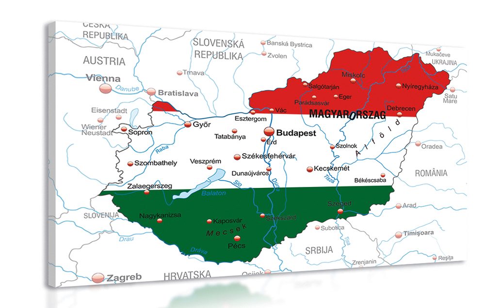 Obraz mapa Maďarska vo farbe vlajky