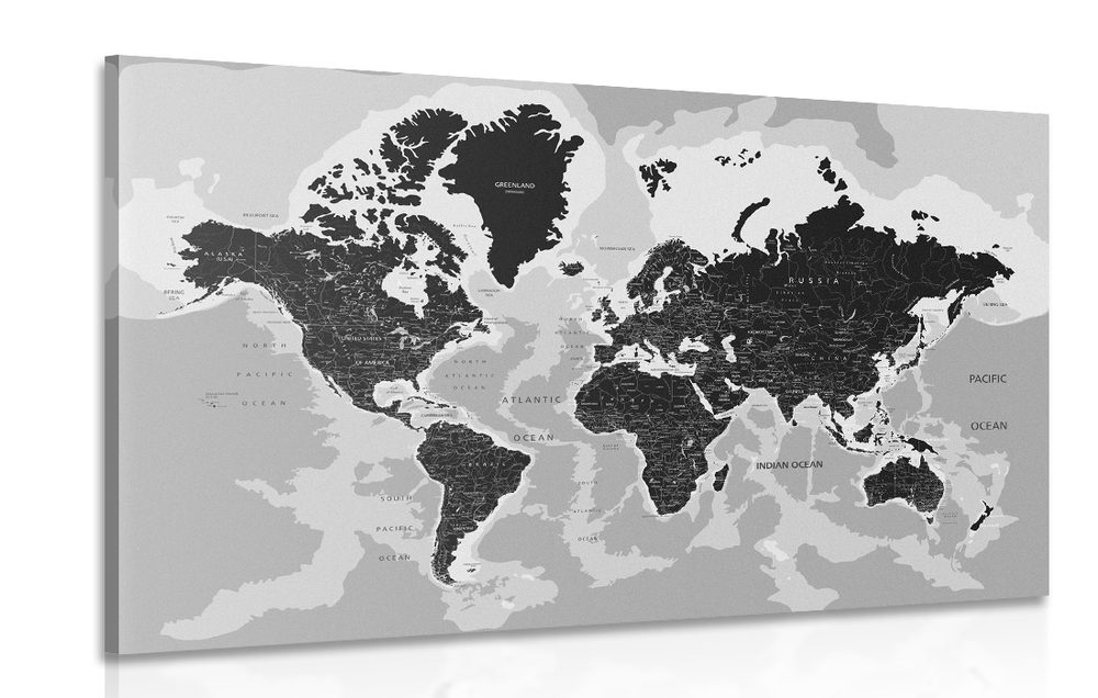 Obraz moderní černobílá mapa