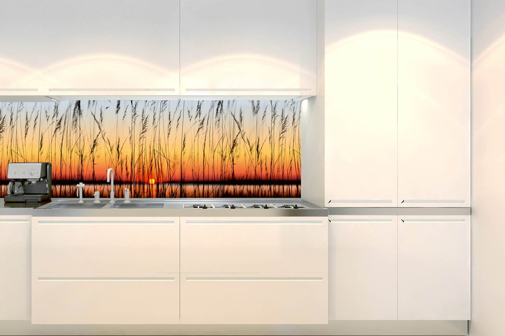 Samolepiaca fototapeta do kuchyne západ slnka pri jazere