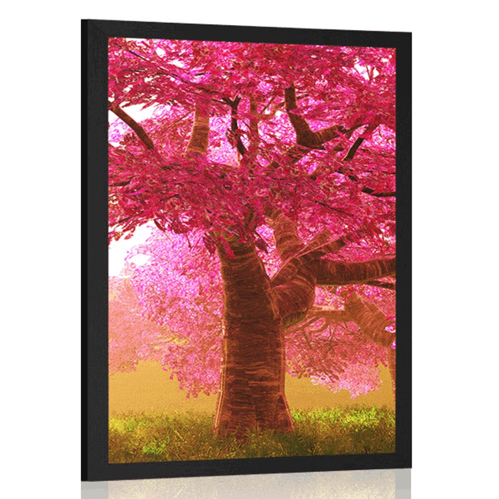 Plakát rozkvetlé stromy třešně