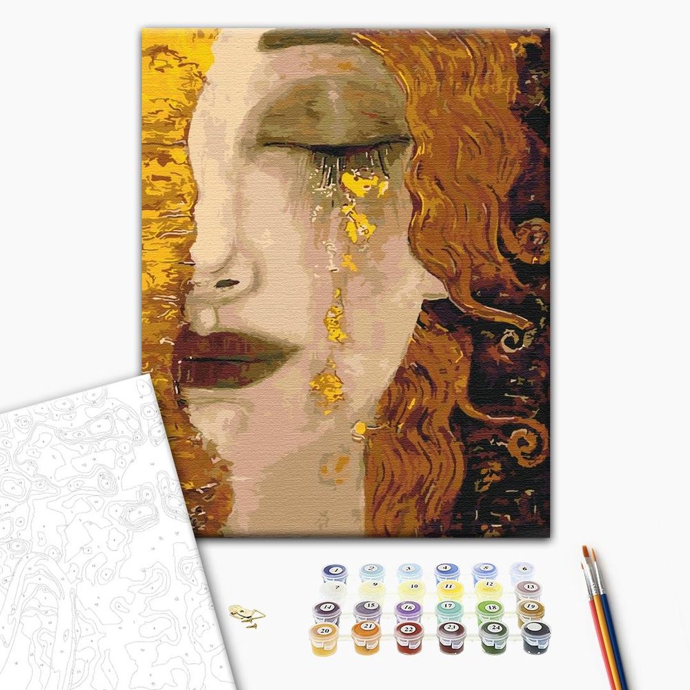 Malování podle čísel inspirace G. Klimt - Zlaté slzy