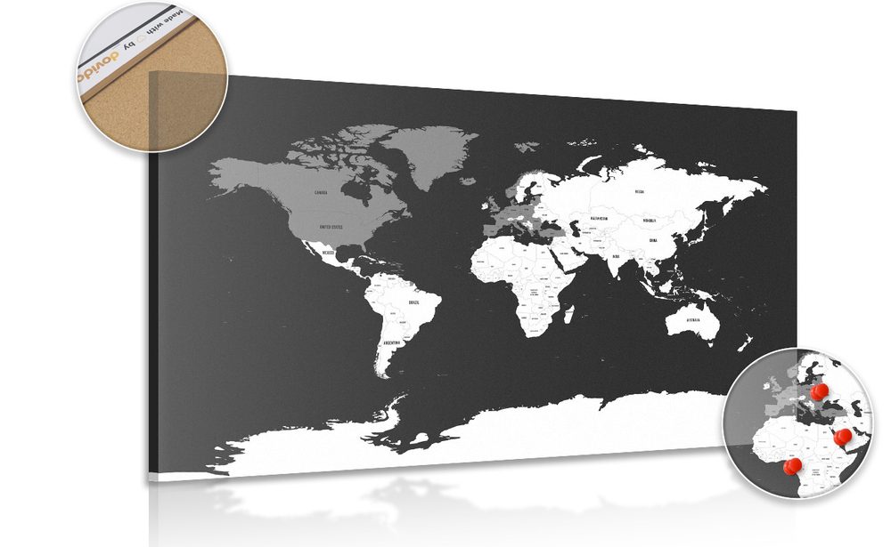 Obraz na korku moderní mapa s černobílým nádechem