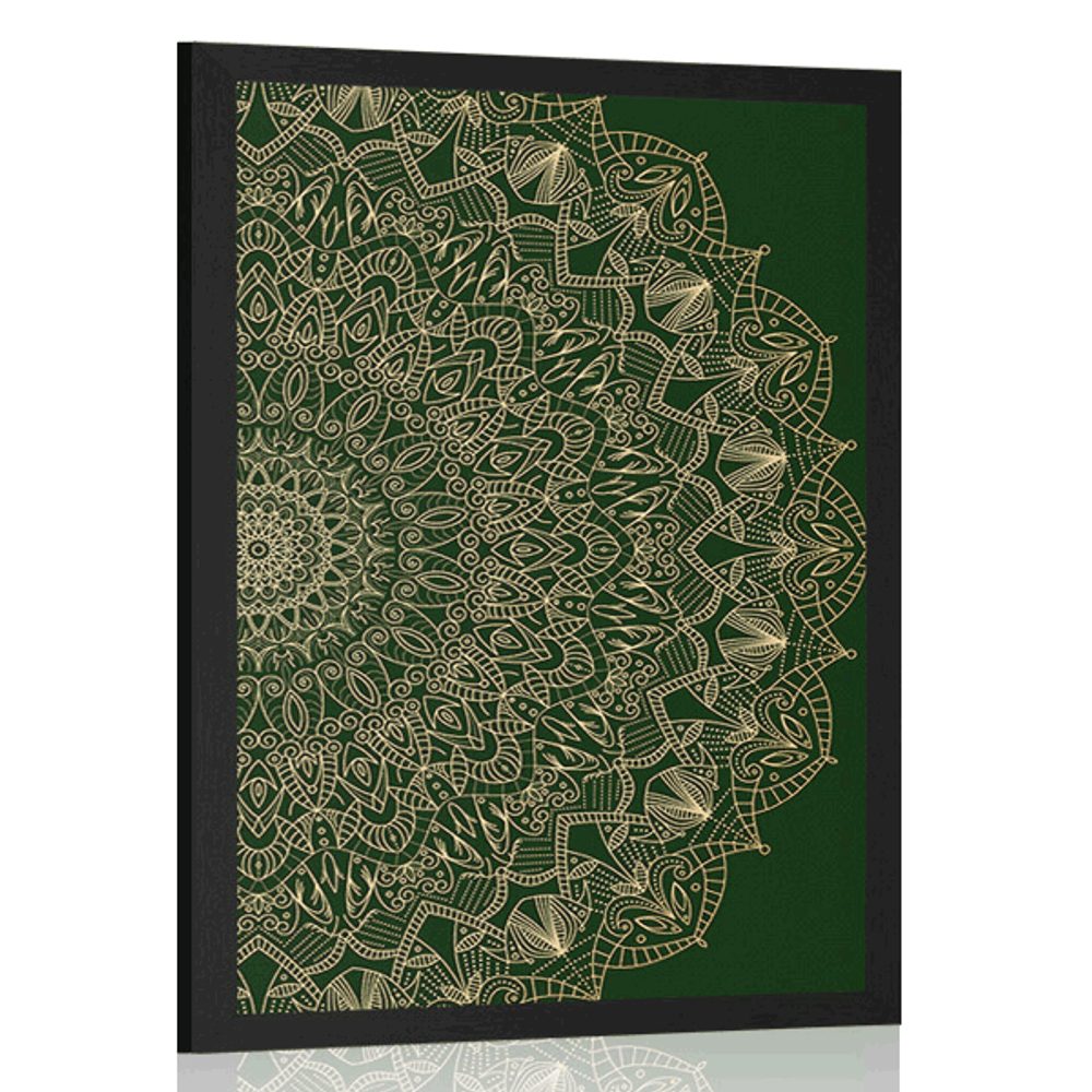 Plagát detailná ozdobná Mandala v zelenej farbe