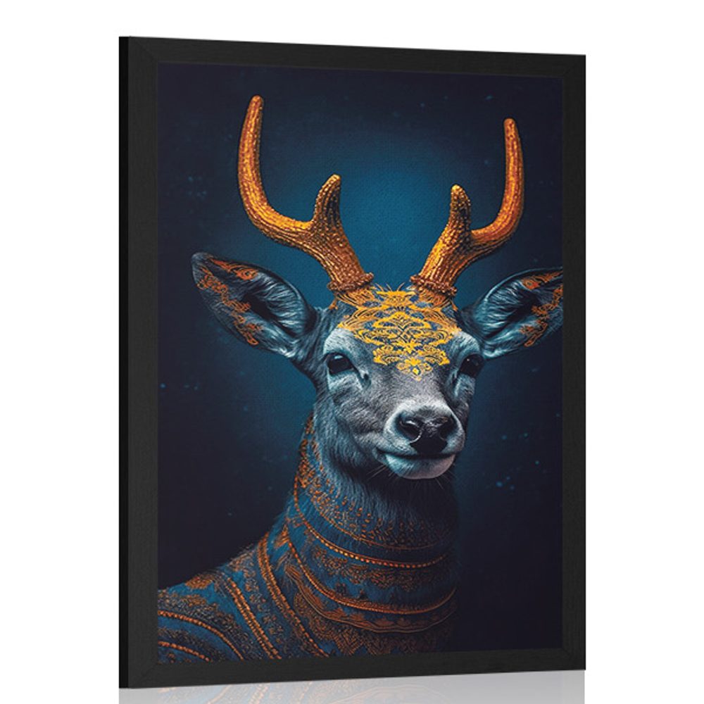 Plakát modro-zlatý jelen