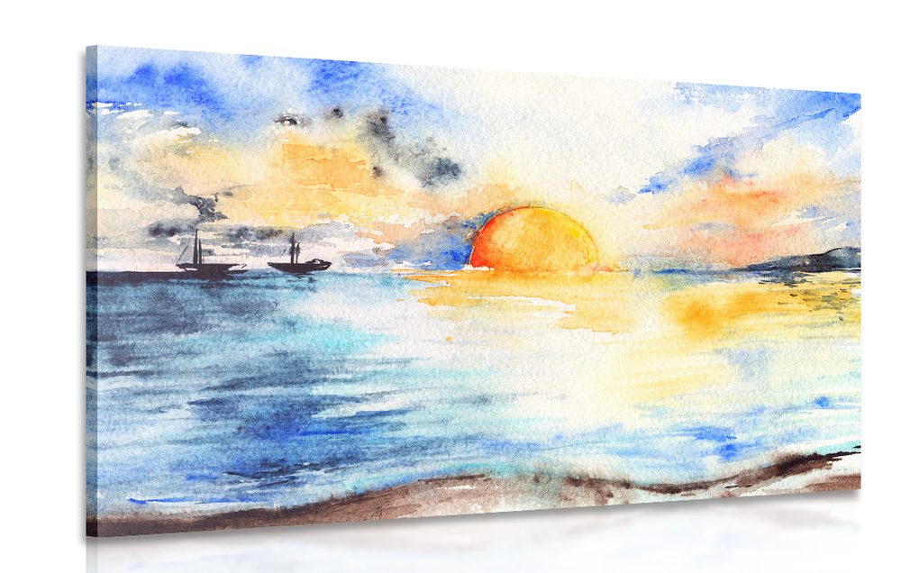 Obraz zářivý západ slunce u moře