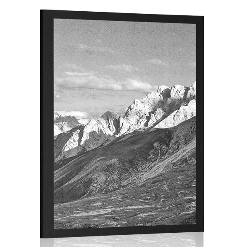 Plagát nádherný výhľad z hôr v čiernobielom prevedení