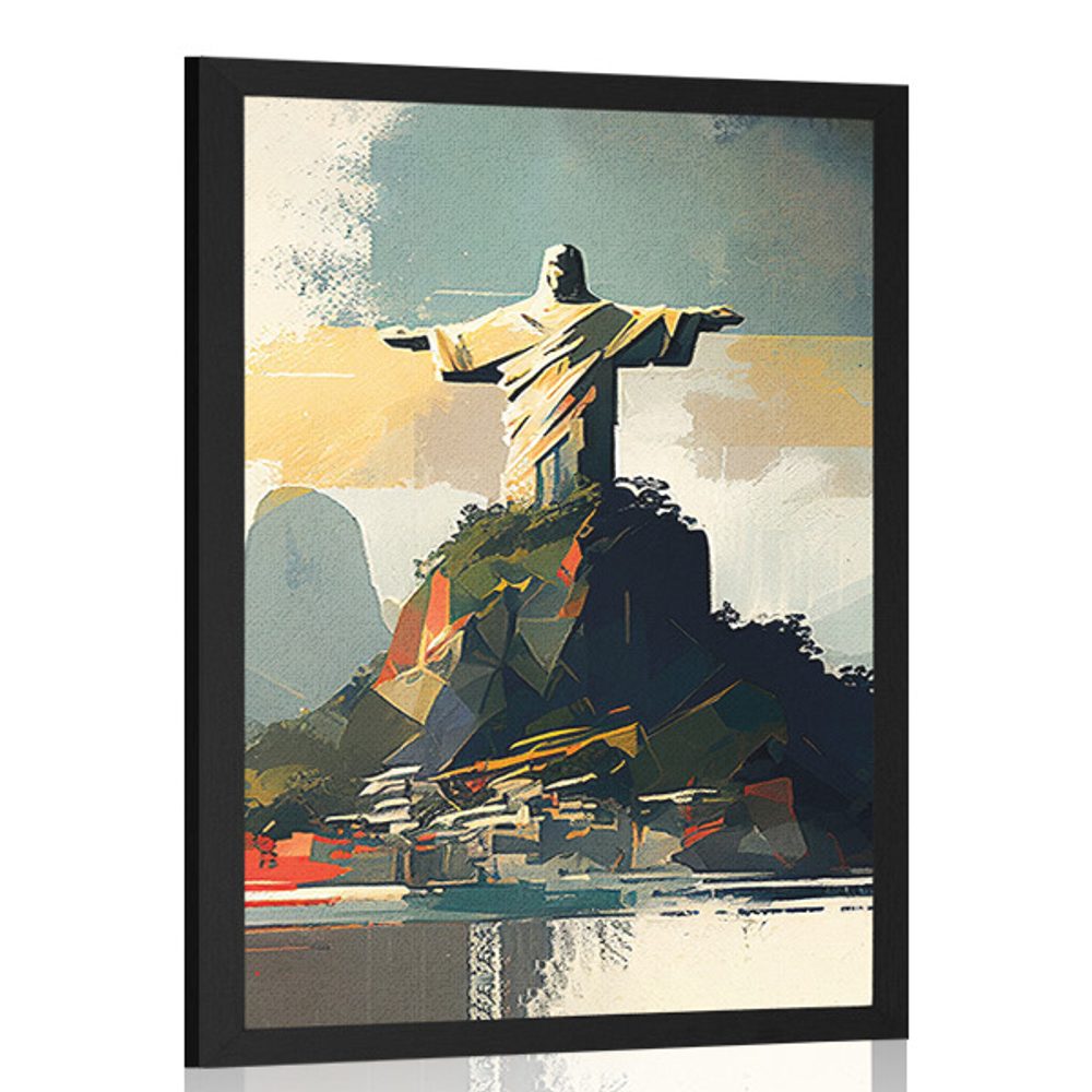 Plakát socha Ježíše v Rio de Janeiru