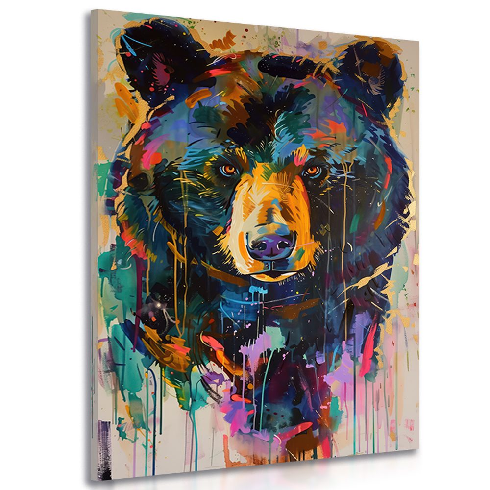 Obraz medvěd s imitací malby