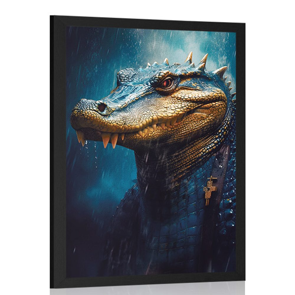 Plakát modro-zlatý krokodýl