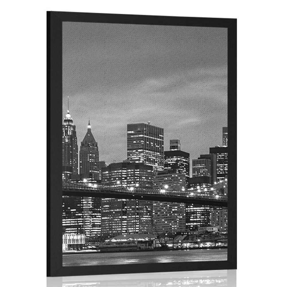 Plakát černobílý most v Brooklynu