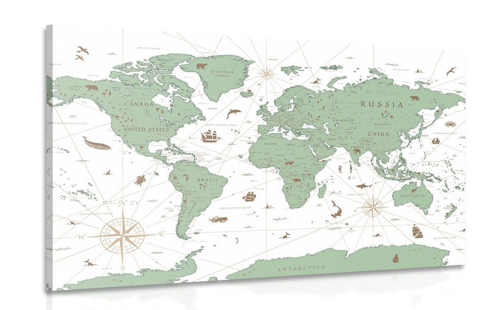 Obraz mapa v zelenom prevedení