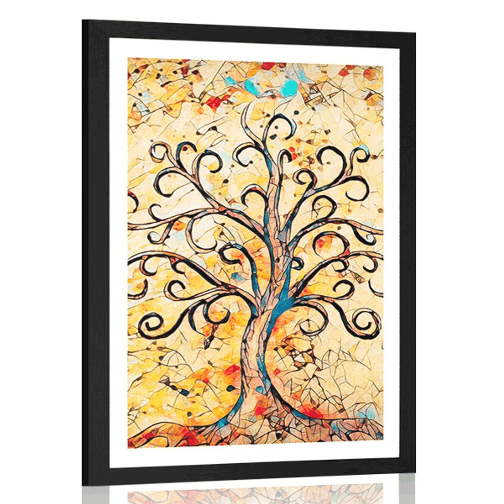 Plakát s paspartou symbol stromu života