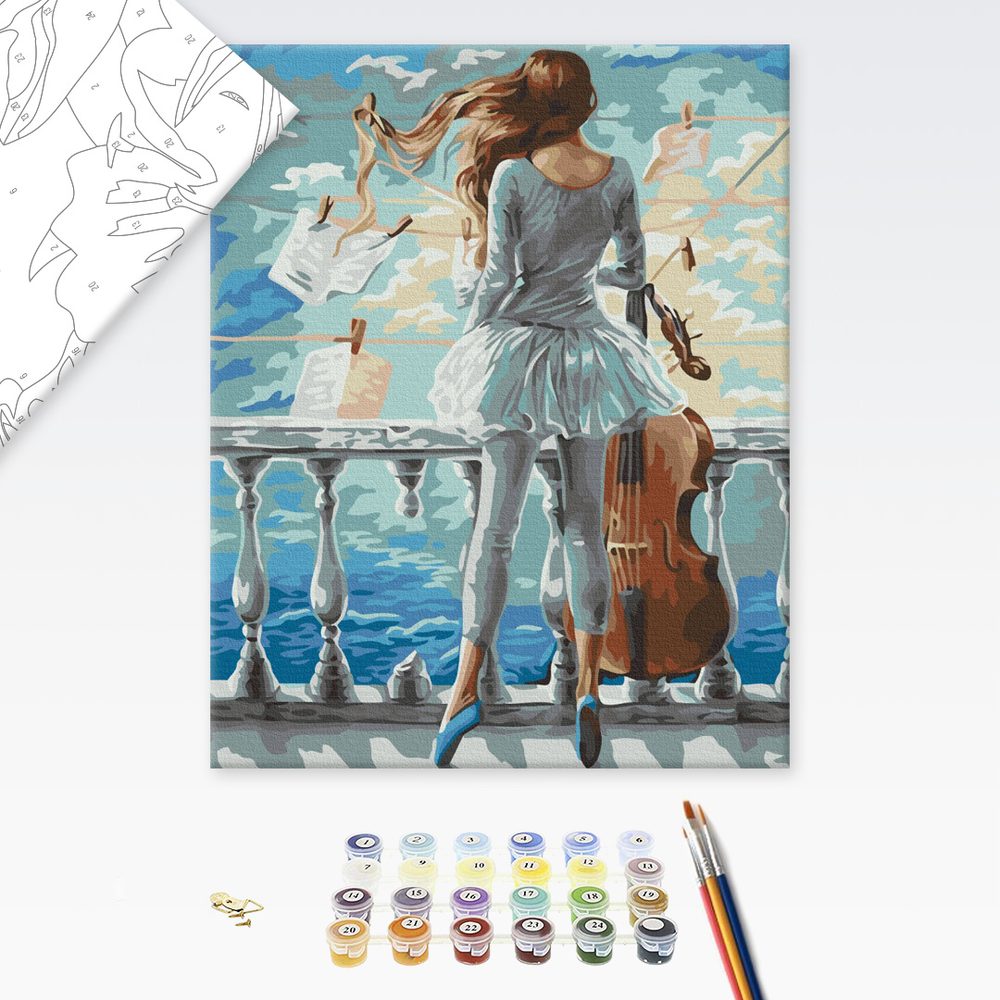 Malování podle čísel žena s violoncello