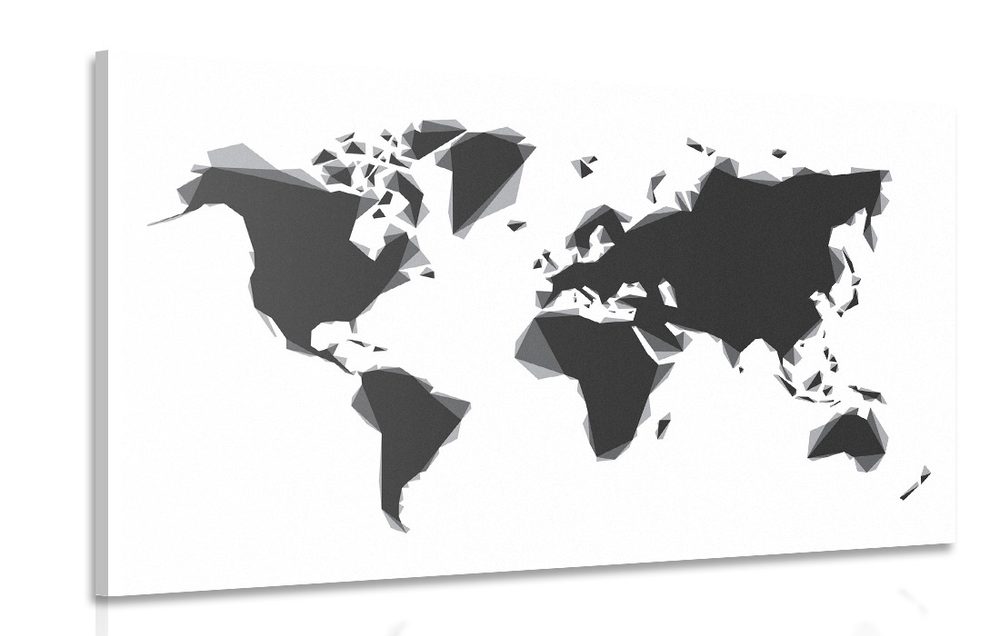 Obraz abstraktná mapa sveta v čiernobielom prevedení