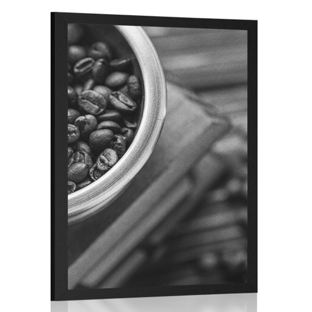 Plakát vintage mlýnek na kávu v černobílém provedení