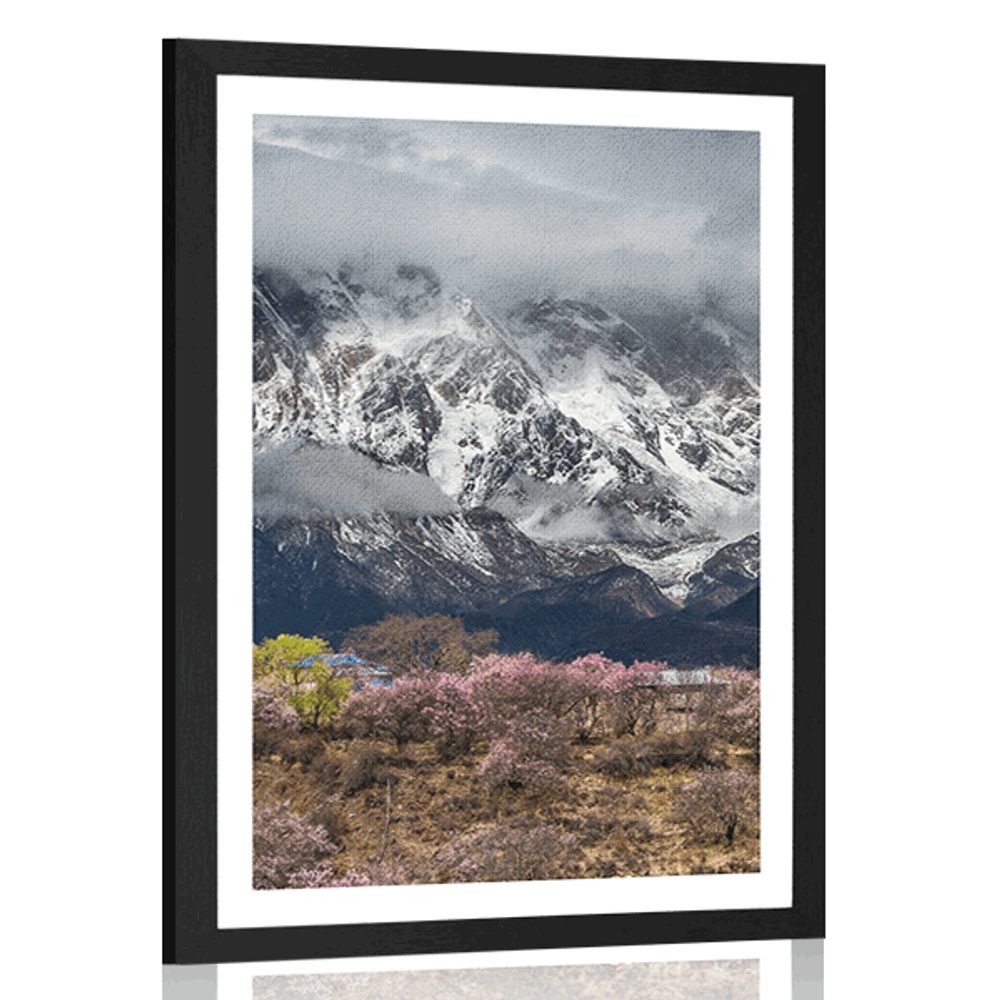 Plakát s paspartou jedinečná horská krajina