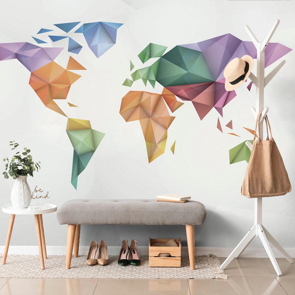 Samolepící tapeta barevná mapa světa ve stylu origami