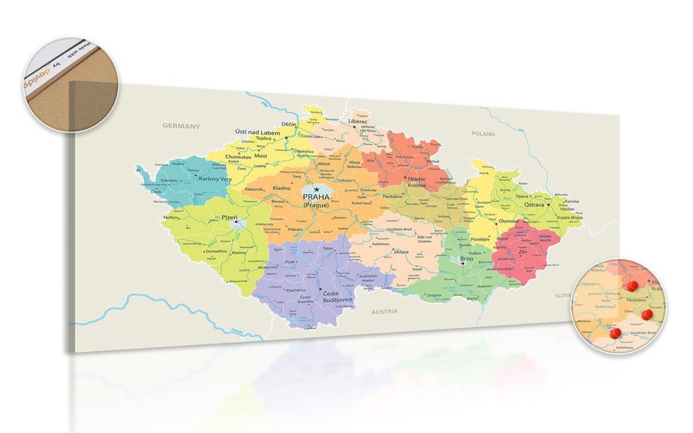 Obraz na korku mapa České republiky