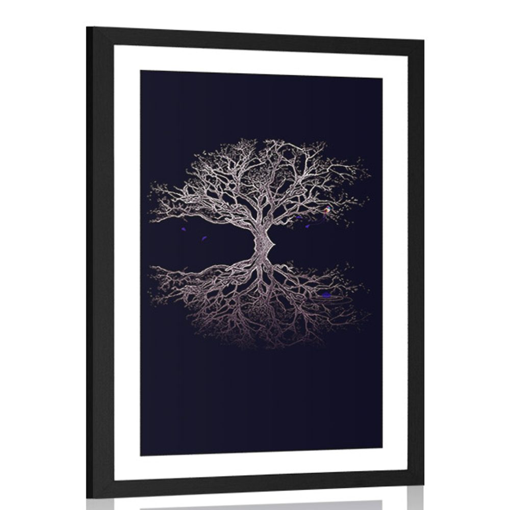 Plakát s paspartou tajemný strom života