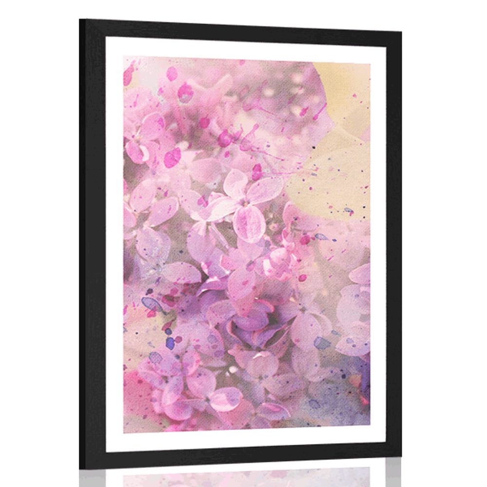 Plakát s paspartou růžová větvička květin