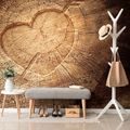 WALL MURAL HEART CARVED INTO A STUMP - WALLPAPERS WITH IMITATION OF WOOD - WALLPAPERS