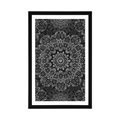 POSTER WITH MOUNT MANDALA WITH AN ABSTRACT PATTERN IN BLACK AND WHITE - BLACK AND WHITE - POSTERS