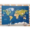 CANVAS PRINT WORLD MAP FOR CHILDREN - CHILDRENS PICTURES - PICTURES